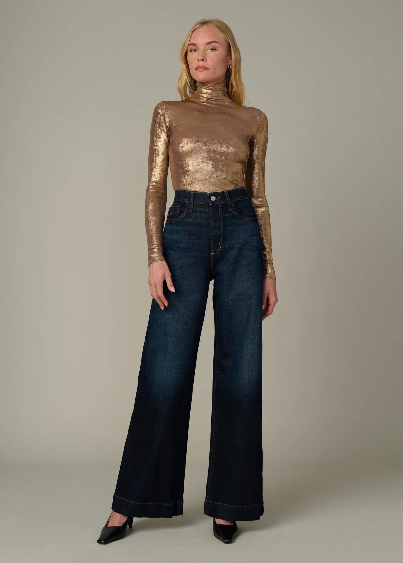 The Tony Long Sleeve Top - Bronze Brown by Joe's Jeans — view 5