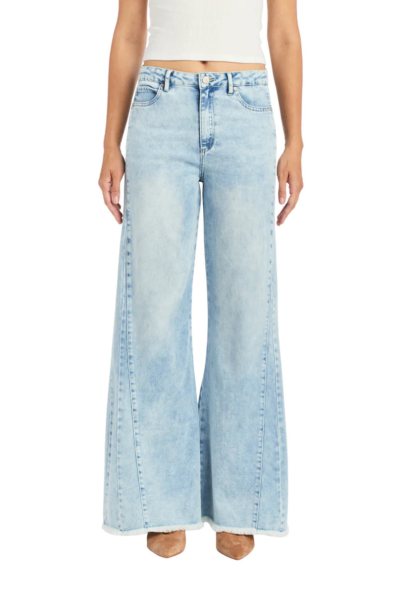 Side Paneled Seam Wide Leg - Light Indigo by Tractr | 25 South Boutiques