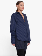 Colton Shirt - Navy Stripe by STAUD — alternate view