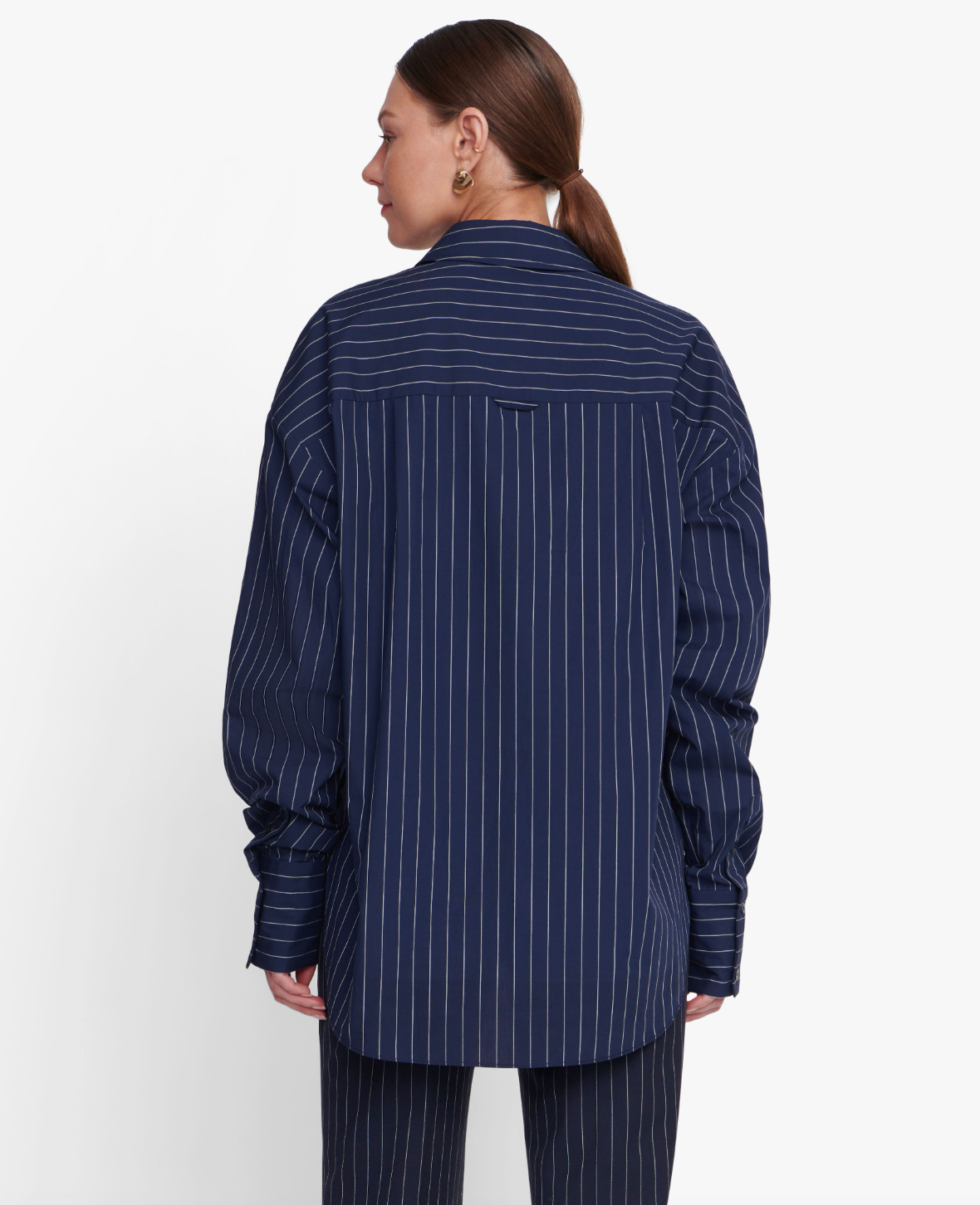 Colton Shirt - Navy Stripe by STAUD — view 3