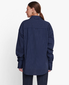 Colton Shirt - Navy Stripe by STAUD — view 3