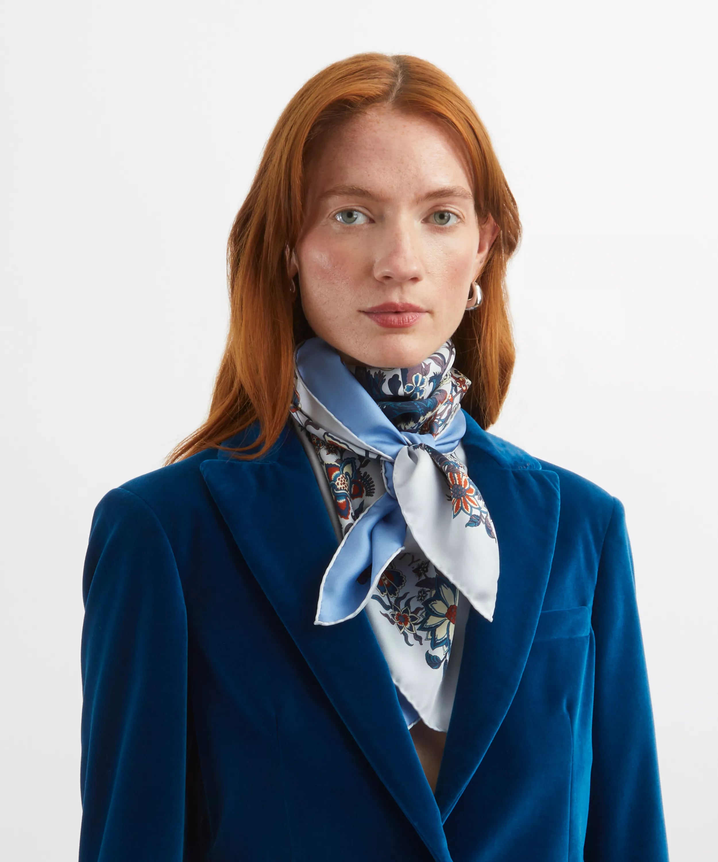 Liberty London Tropical Tree of Life Silk Scarf 90 - Blue, view 2