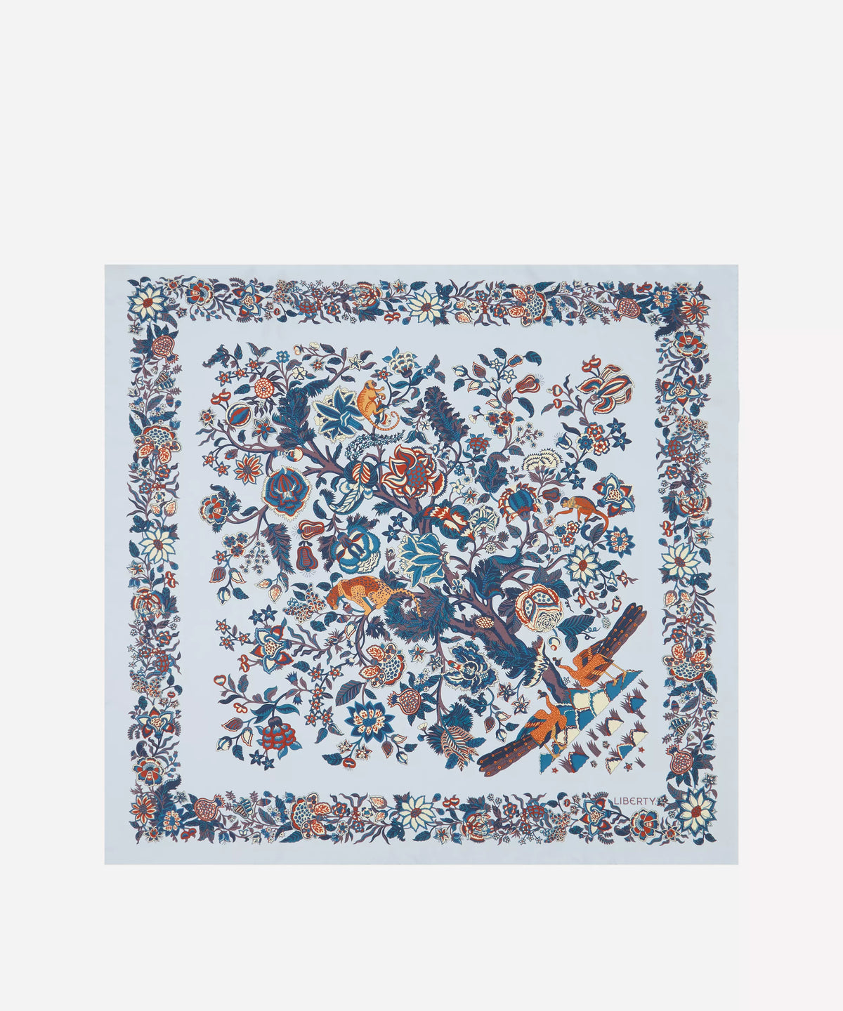Liberty London Tropical Tree of Life Silk Scarf 90 - Blue
