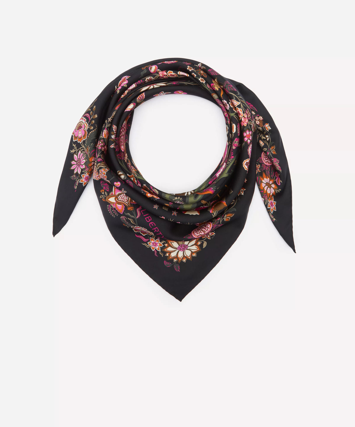 Liberty London Tropical Tree of Life Silk Scarf 90 - Black, view 2