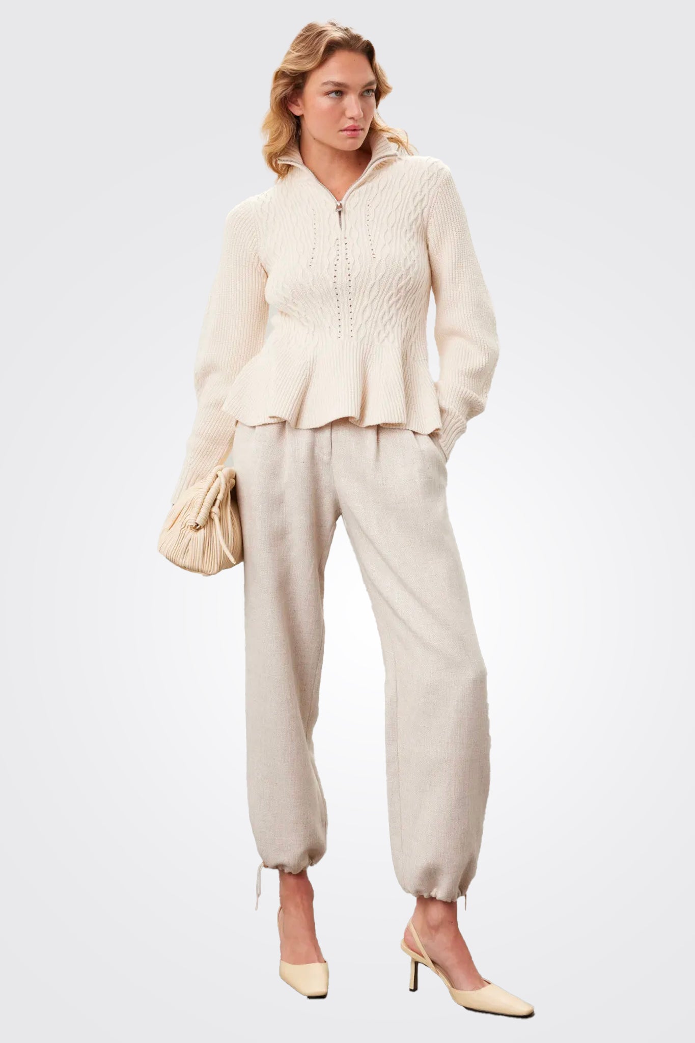 Susanna Peplum Polo - Ivory by Jonathan Simkhai — view 3