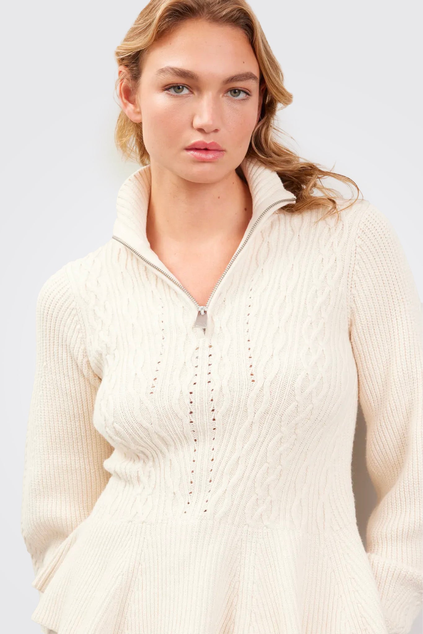 Susanna Peplum Polo - Ivory by Jonathan Simkhai — alternate view