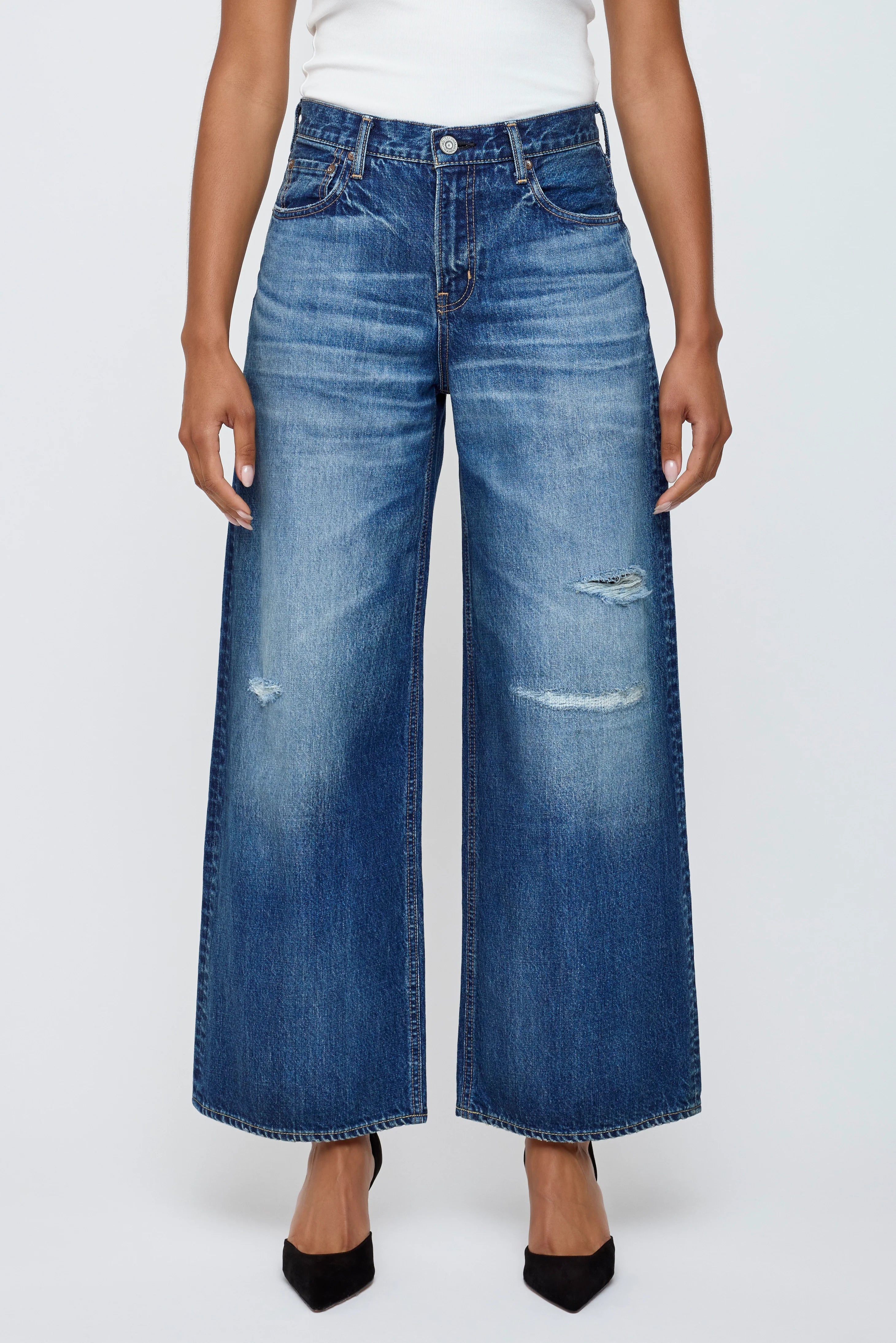 Windsong Super Wide Pants - Blue by Moussy | 25 South Boutiques