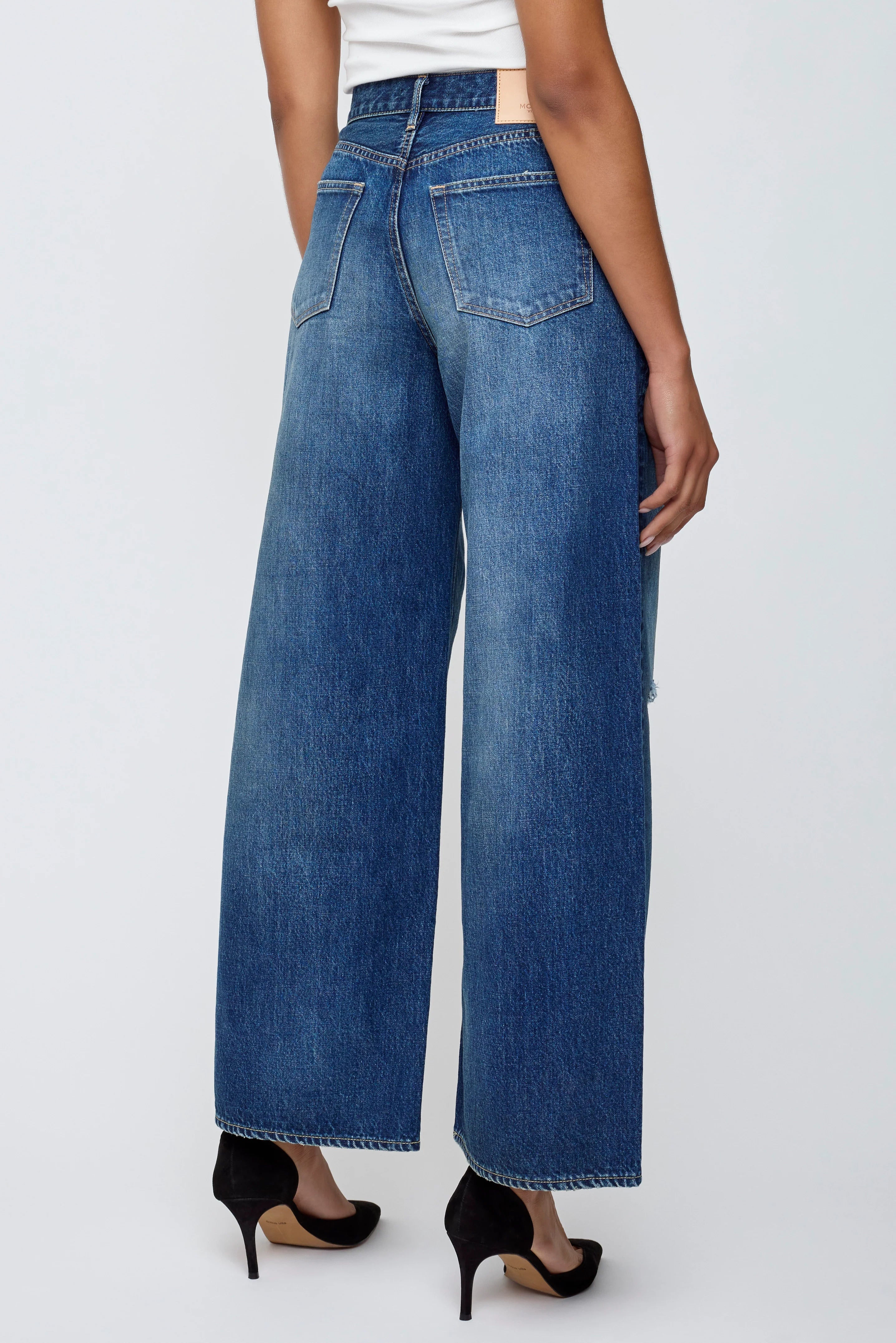 Windsong Super Wide Pants - Blue by Moussy — alternate view