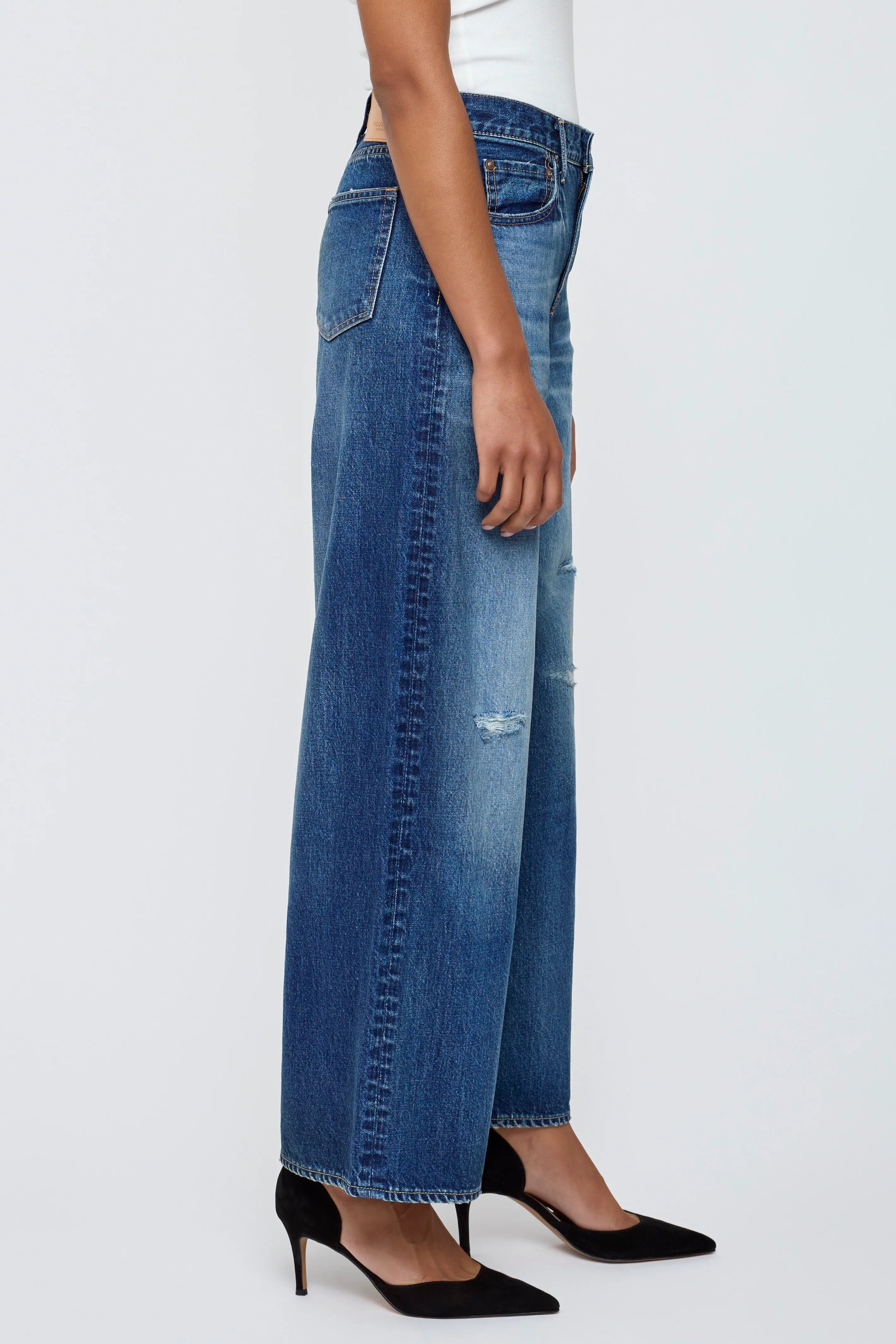 Windsong Super Wide Pants - Blue by Moussy — view 3