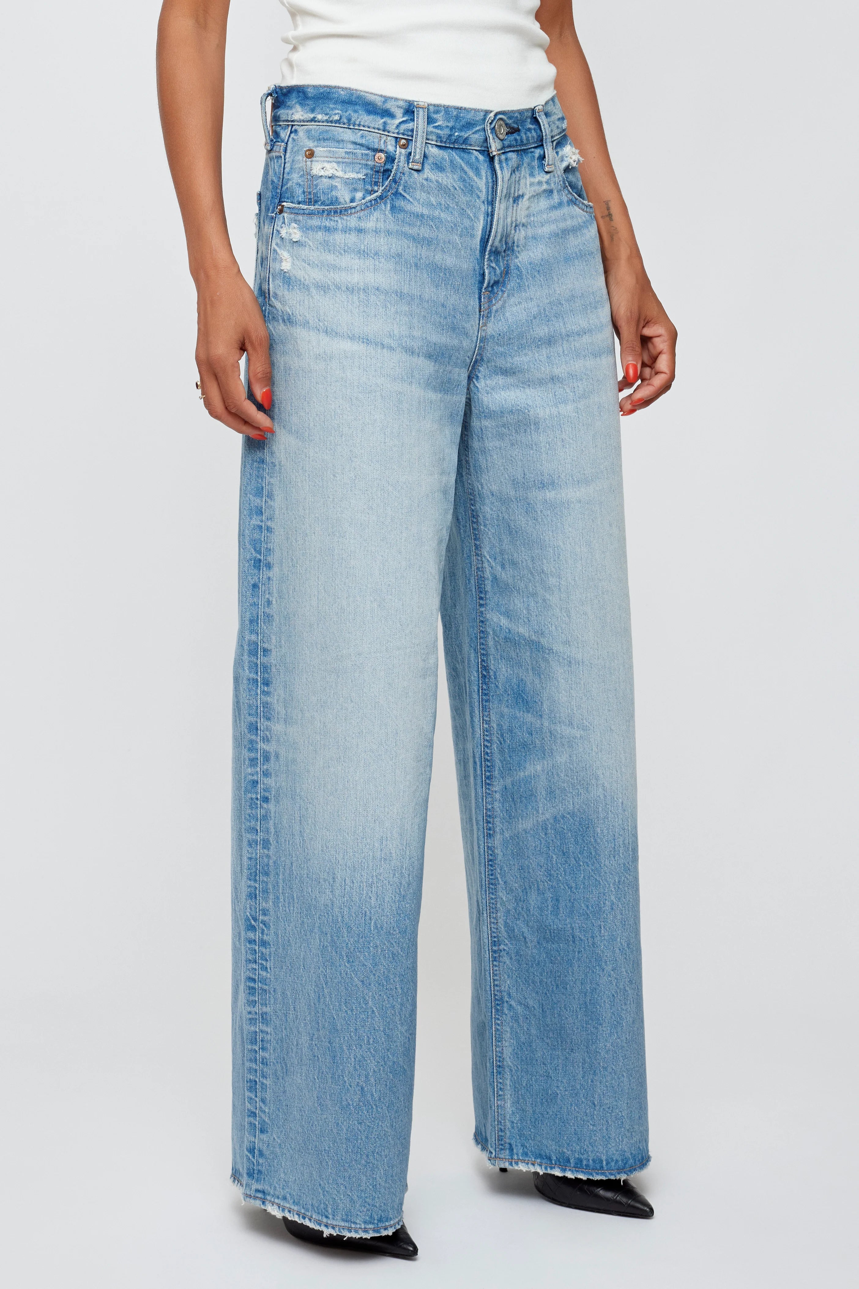 Lowell Super Wide Pants - Light Blue by Moussy — alternate view