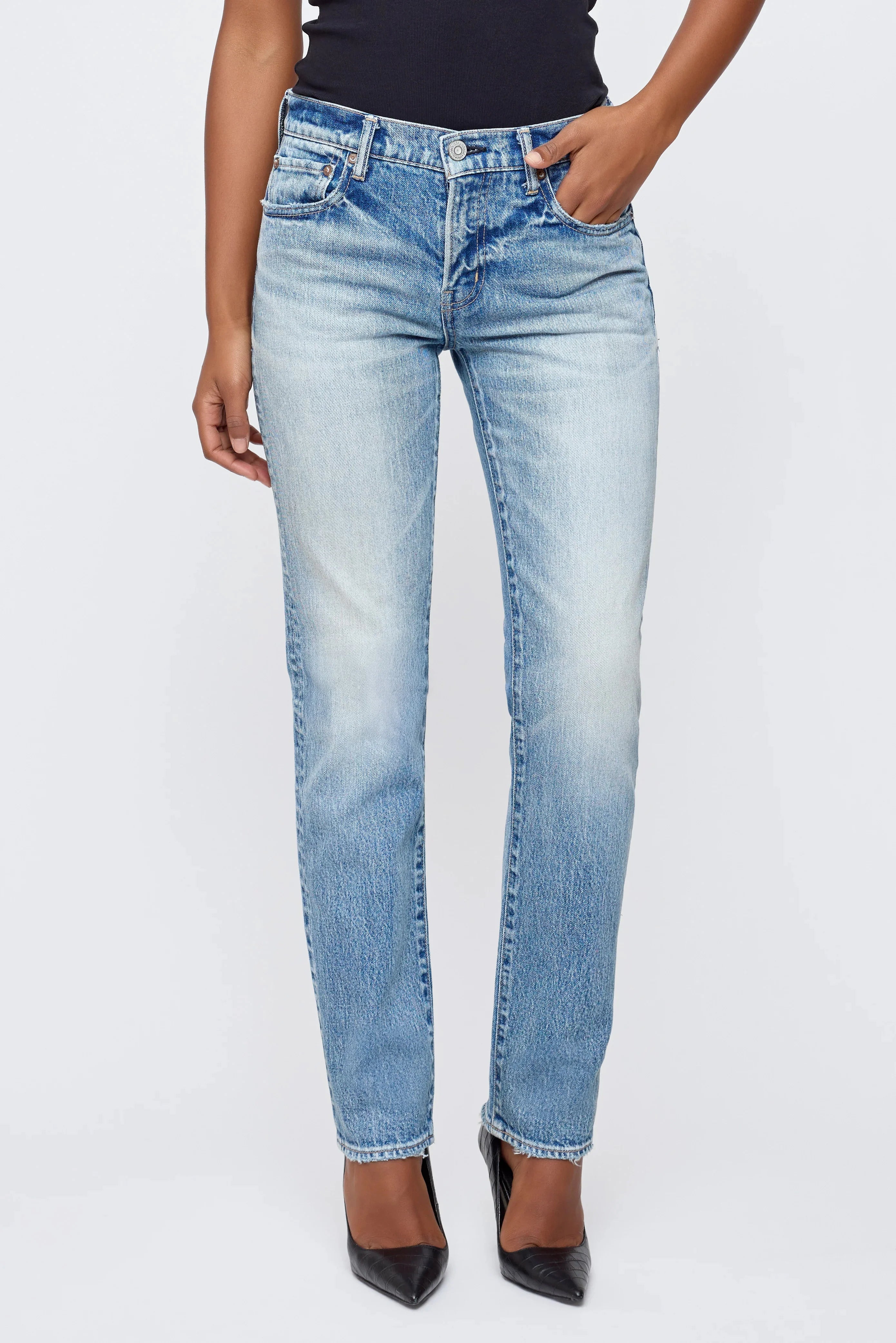 Deland Slim Straight - Light Blue by Moussy | 25 South Boutiques