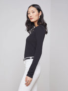 Tess Long Sleeve Tee - Black by L'agence — alternate view