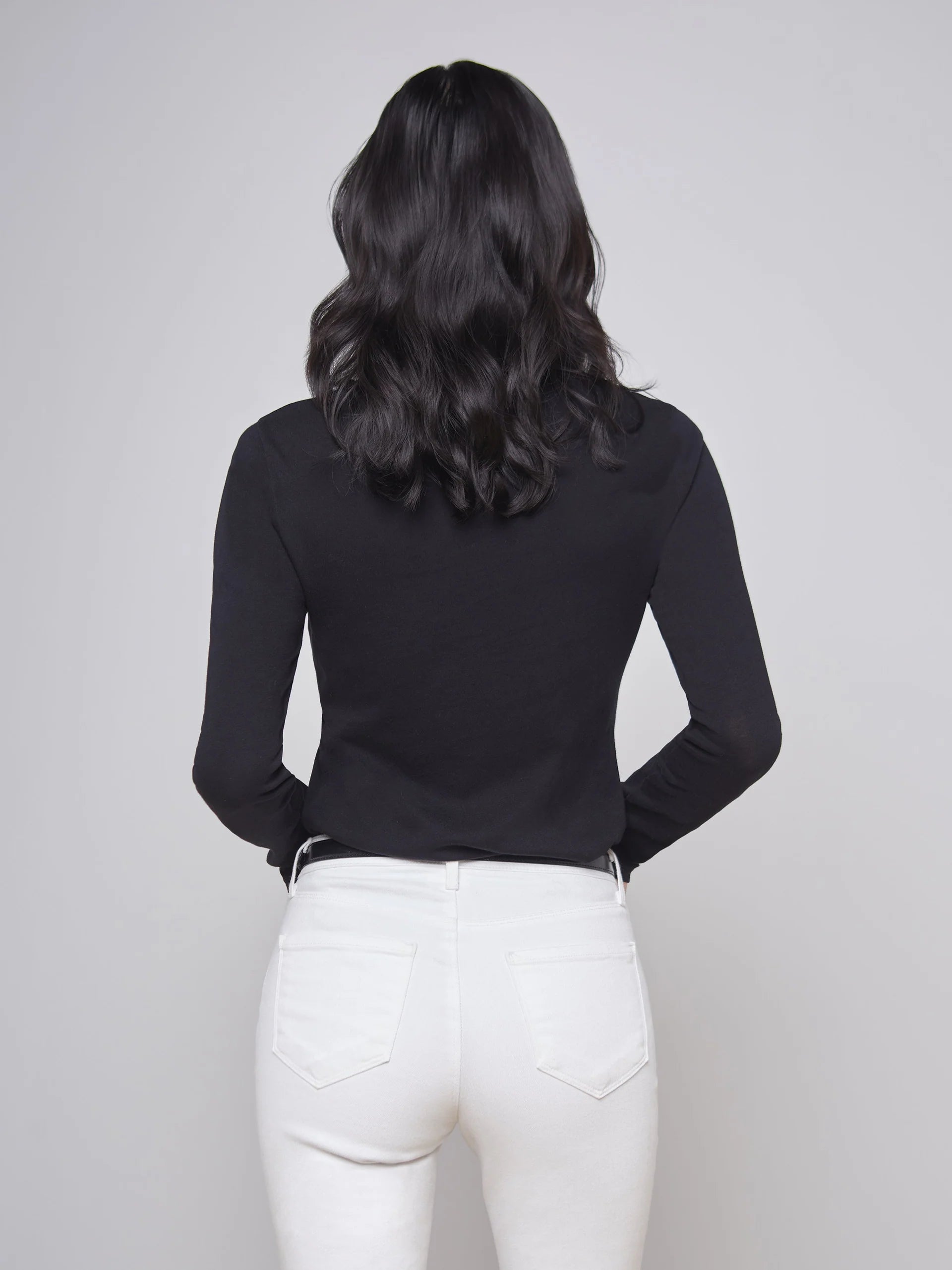 Tess Long Sleeve Tee - Black by L'agence — view 3