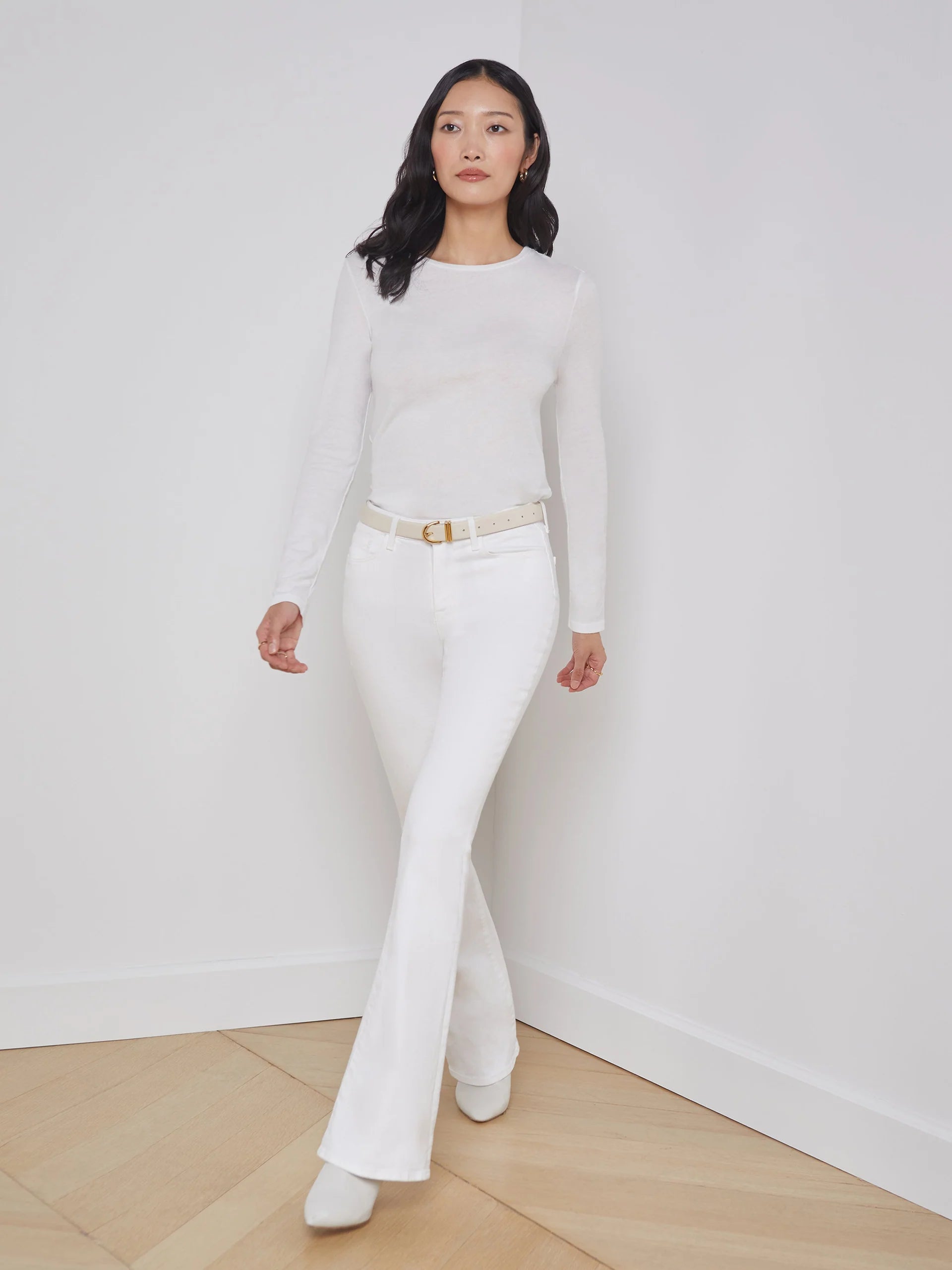 Tess Long Sleeve Tee - White by L'agence — view 5