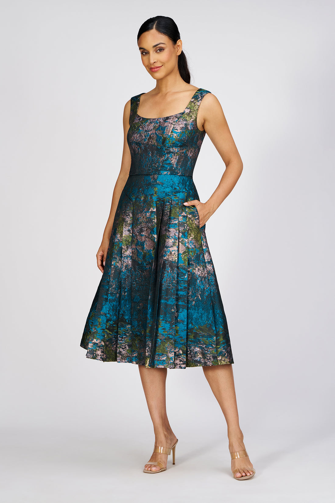 June Midi Dress - Blue Sea by Kay Unger — view 3