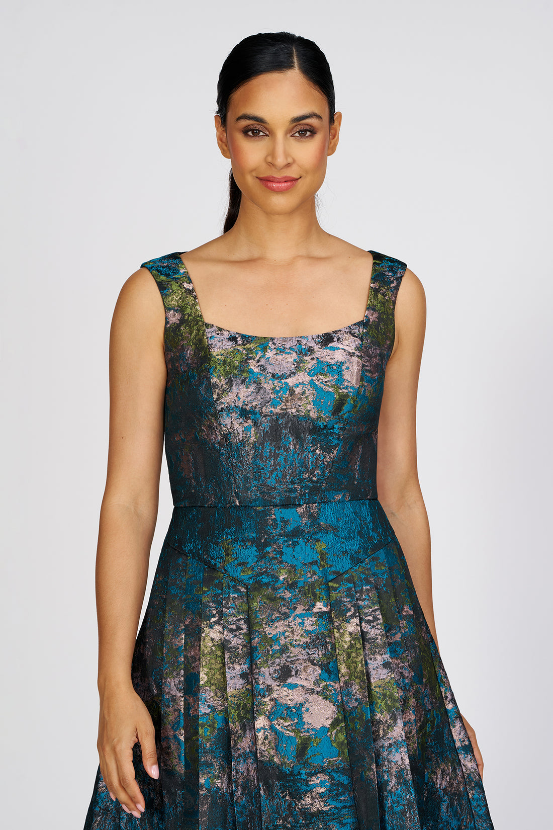 June Midi Dress - Blue Sea by Kay Unger — alternate view