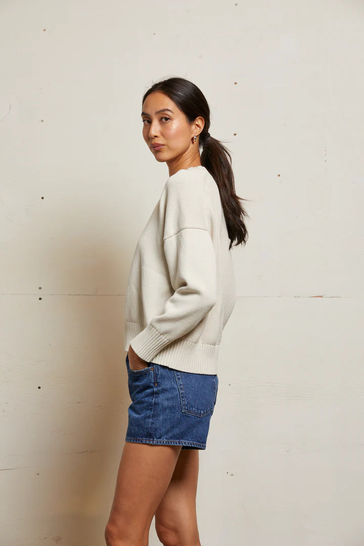 Janet Cotton Crewneck Sweater - Sugar by perfectwhitetee — alternate view