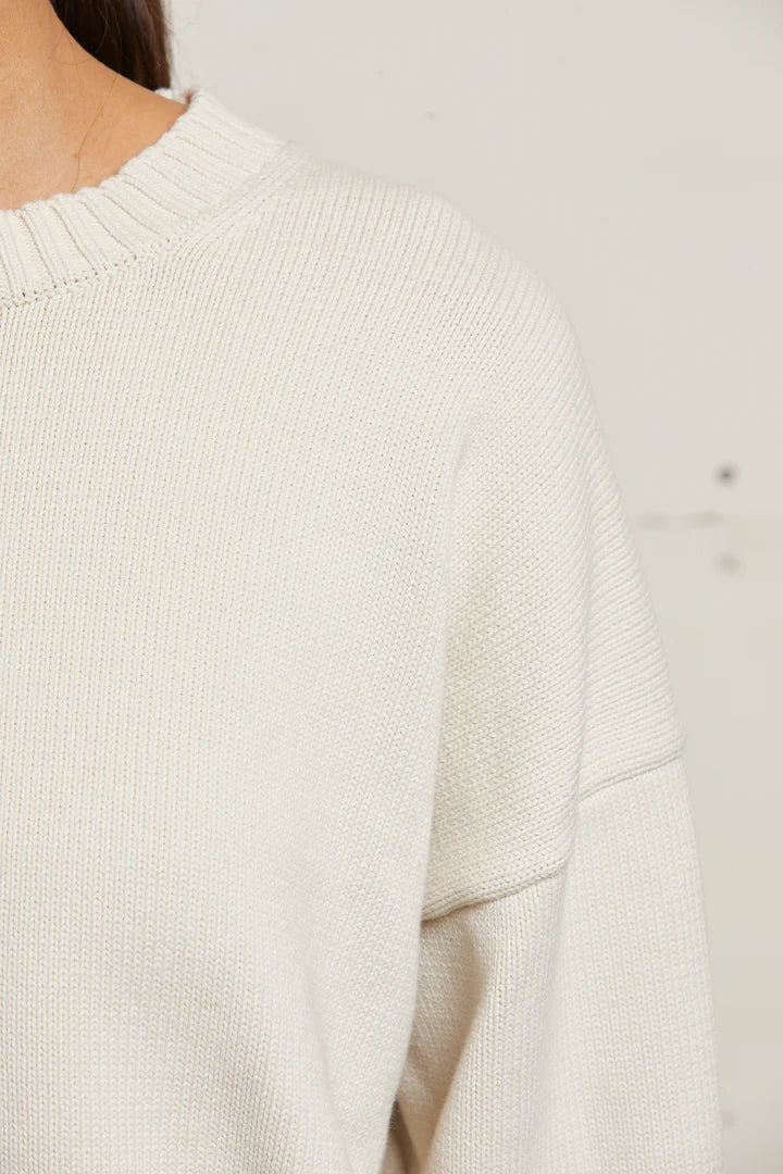 Janet Cotton Crewneck Sweater - Sugar by perfectwhitetee — view 3