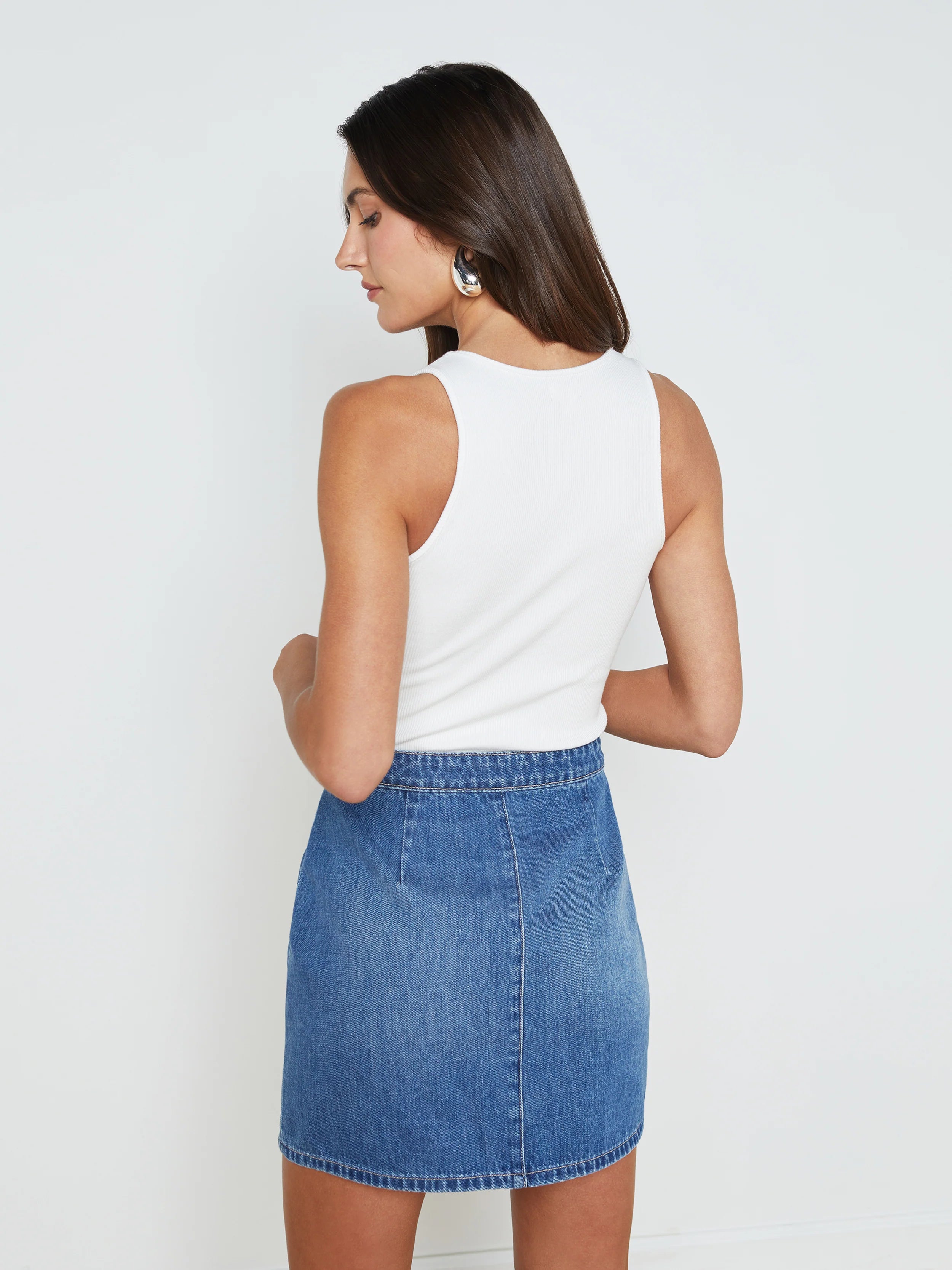 Adira Scoopneck Tank - White by L'agence — view 4