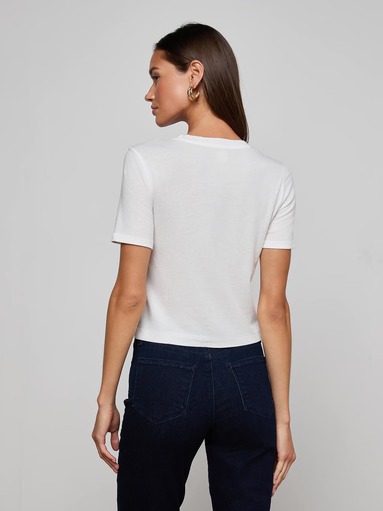 Stormy Cropped Cotton Tee - White by L'agence — view 4