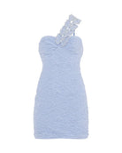 Papillon Jacquard One Shoulder Mini Dress - Blue by PatBo — view 4