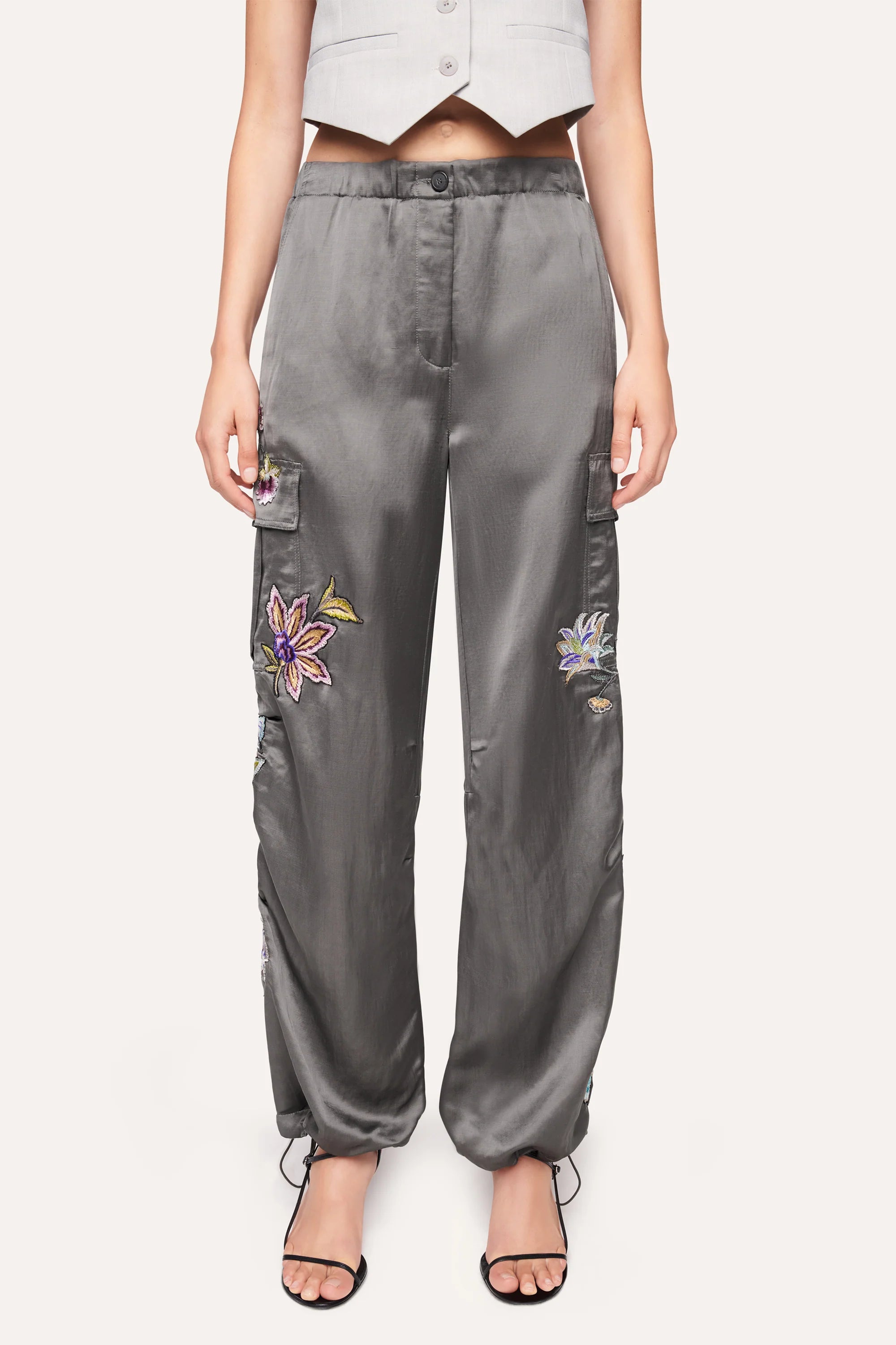 Morgan Satin Trousers Wide Fit Cargo - Volcanic by Cambio | 25 South Boutiques