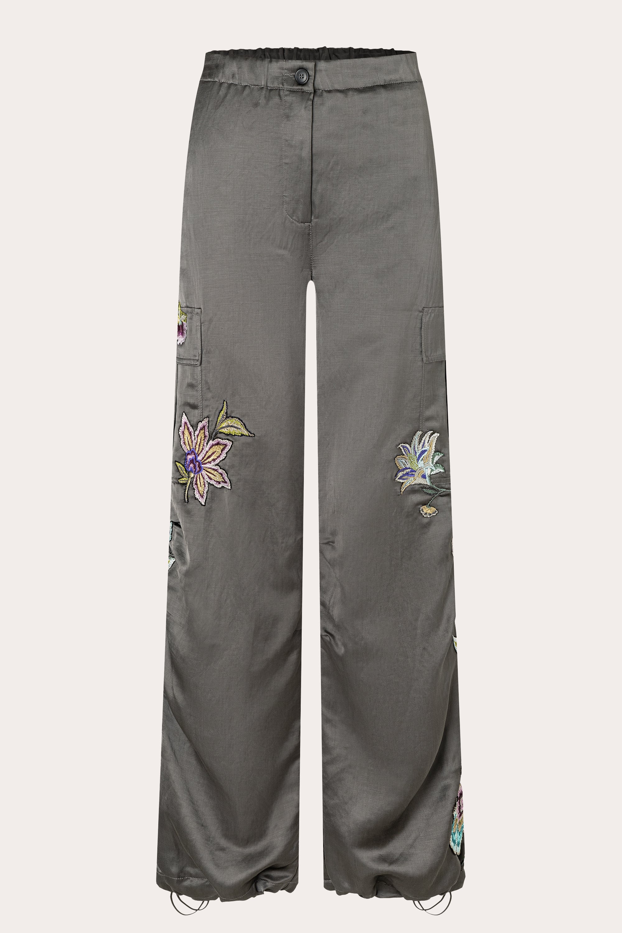 Morgan Satin Trousers Wide Fit Cargo - Volcanic by Cambio — view 6
