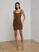 Inori Beaded Mini Dress - Antique Gold by L'agence | 25 South Boutiques