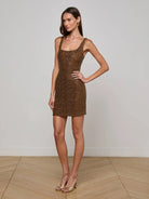 Inori Beaded Mini Dress - Antique Gold by L'agence — alternate view