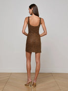 Inori Beaded Mini Dress - Antique Gold by L'agence — view 3