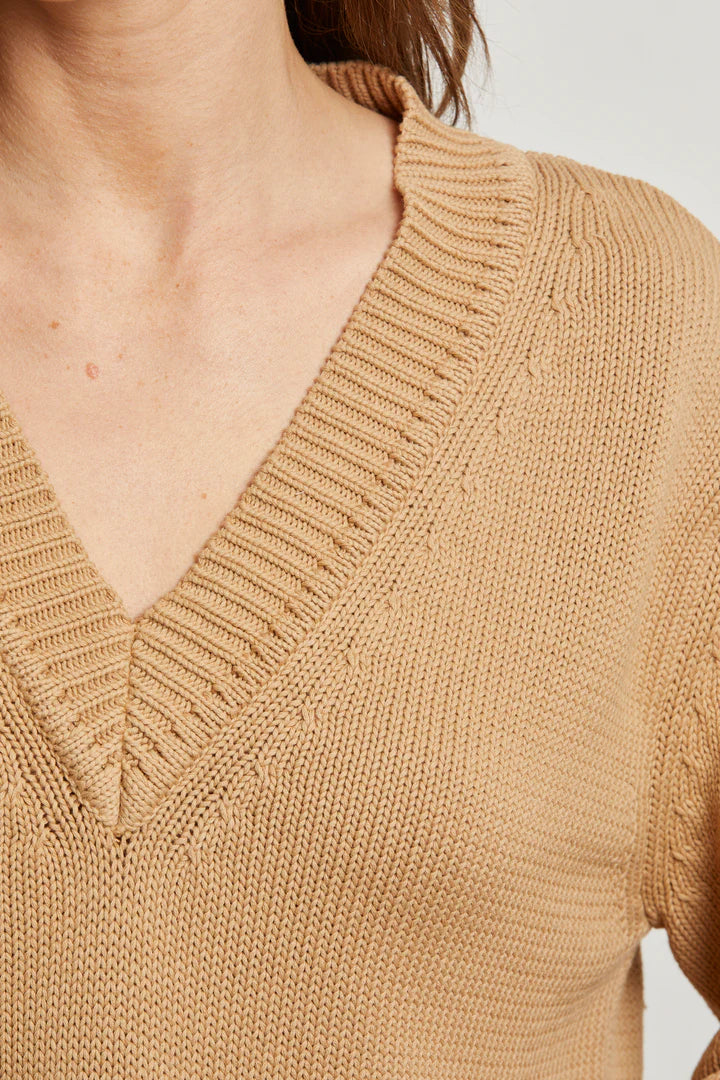 Addie Cotton Oversized V Neck Sweater - Suede by perfectwhitetee — alternate view