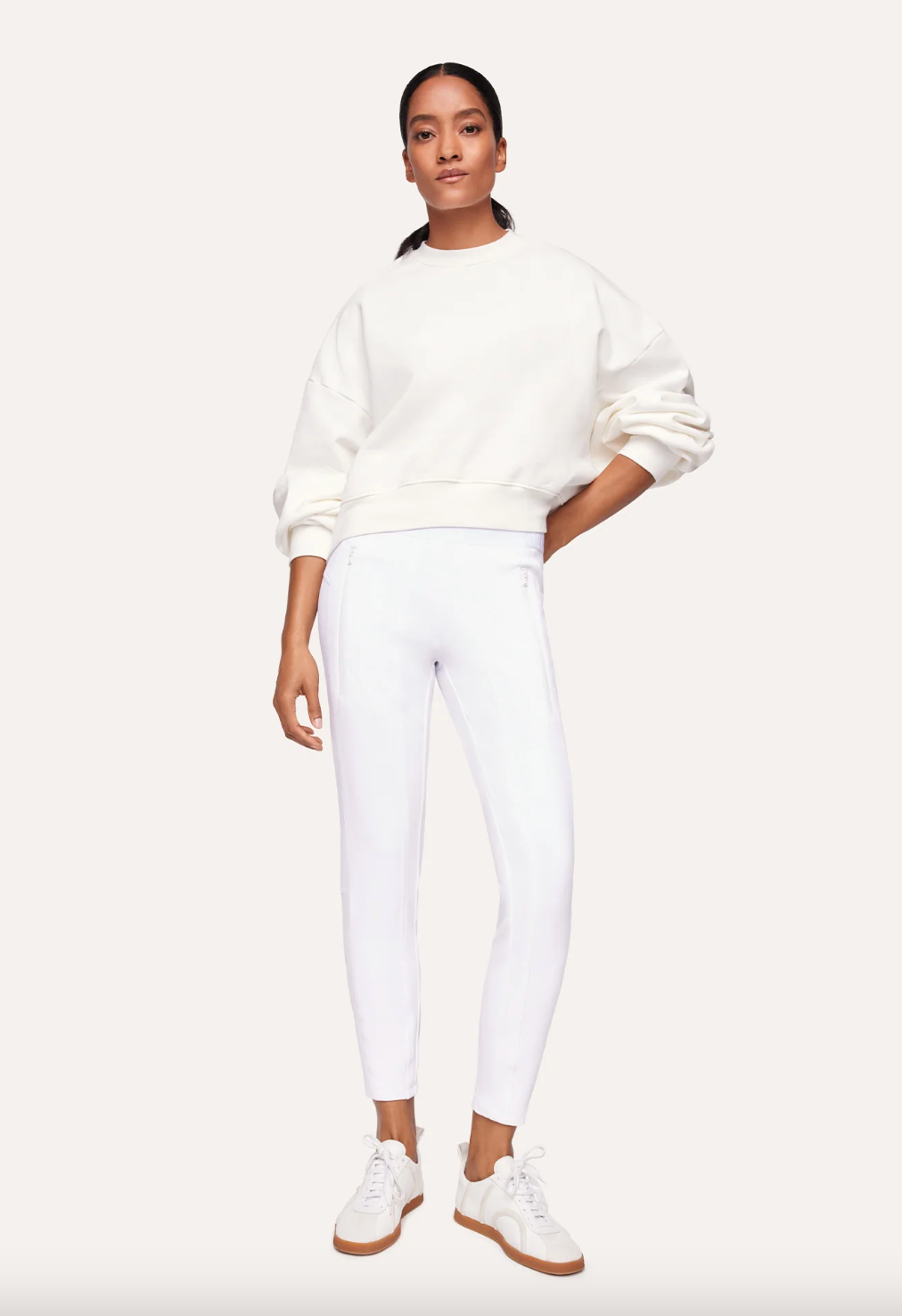 Jordi Seam Cropped Joggpants - Off White by Cambio — alternate view