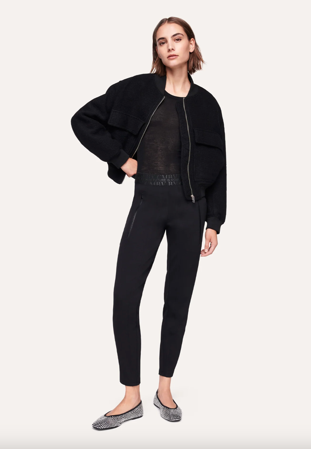 Jordi Seam Cropped Joggpants - Black by Cambio — alternate view