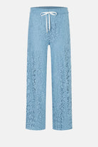 Clara Wide Leg Cropped Lace Pant - Sky Blue by Cambio — view 5
