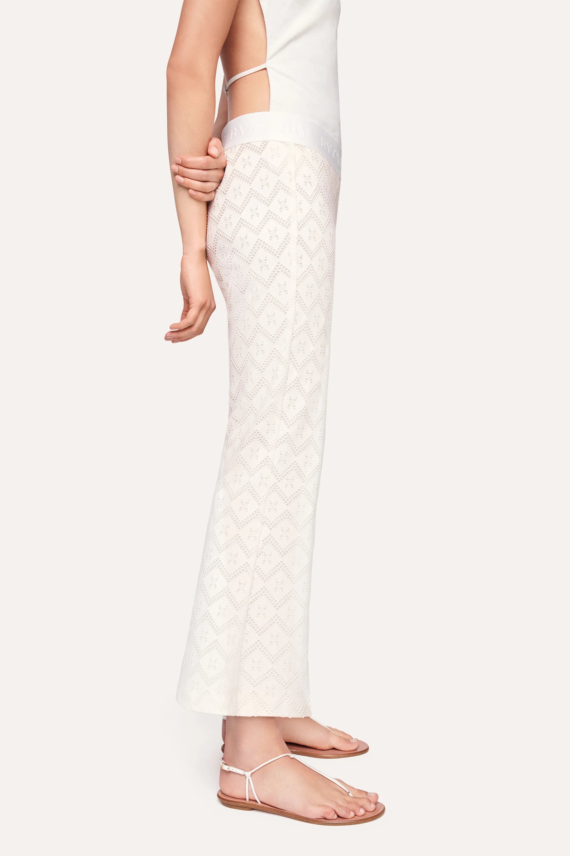 Faith Hose Flared Crop - Raw White by Cambio — view 3