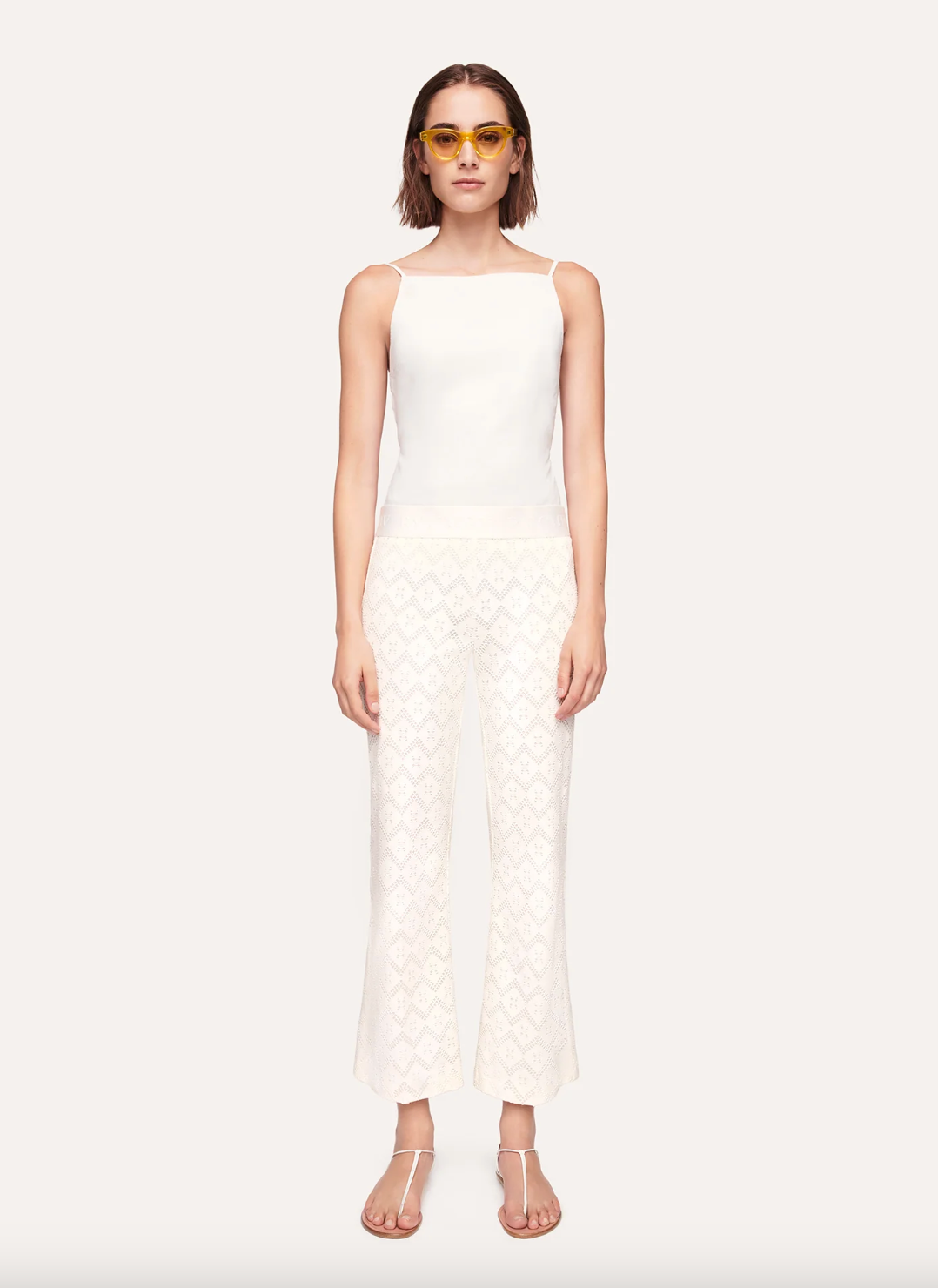 Faith Hose Flared Crop - Raw White by Cambio — view 5