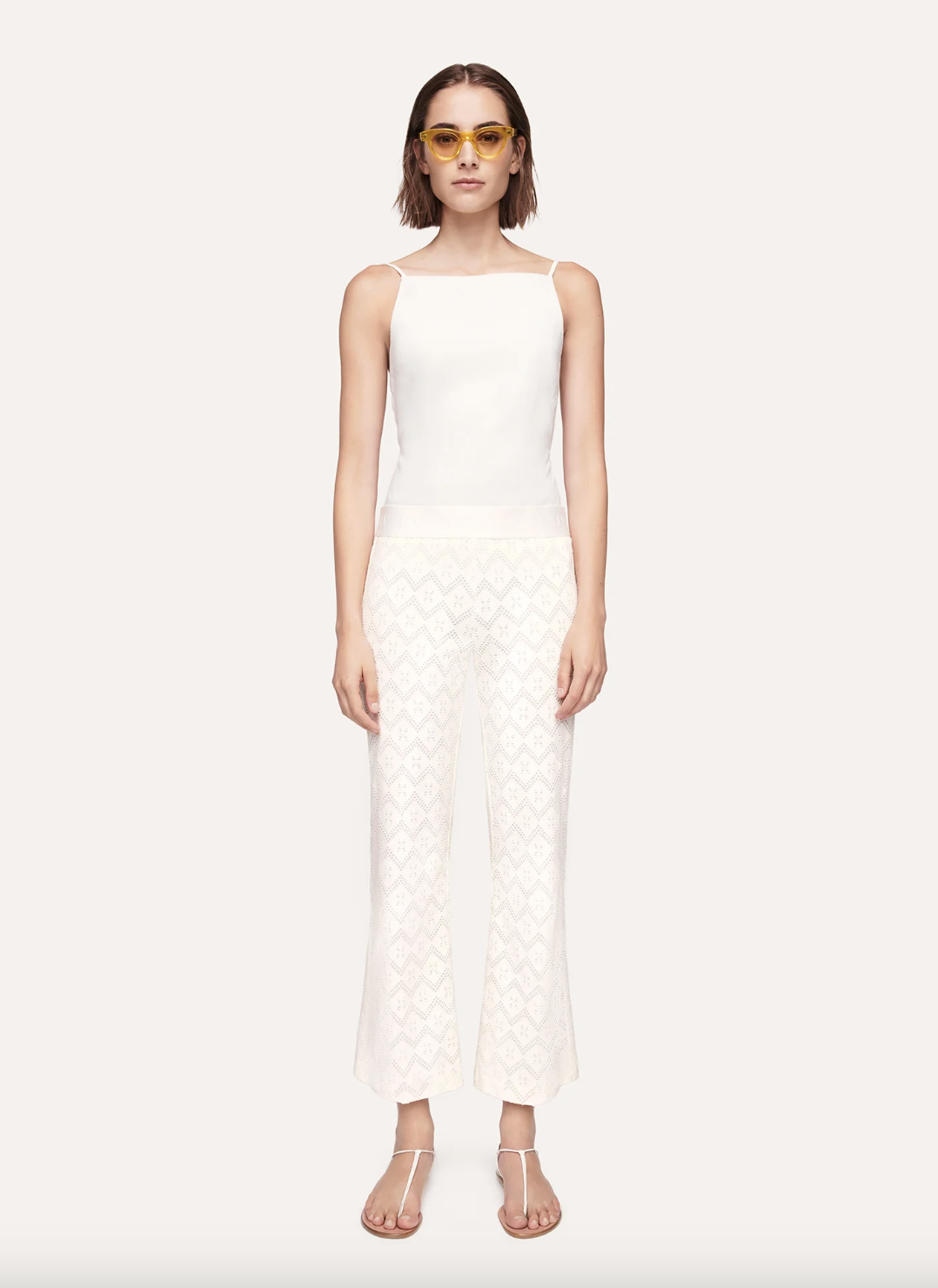 Faith Hose Flared Crop - Raw White by Cambio — view 5