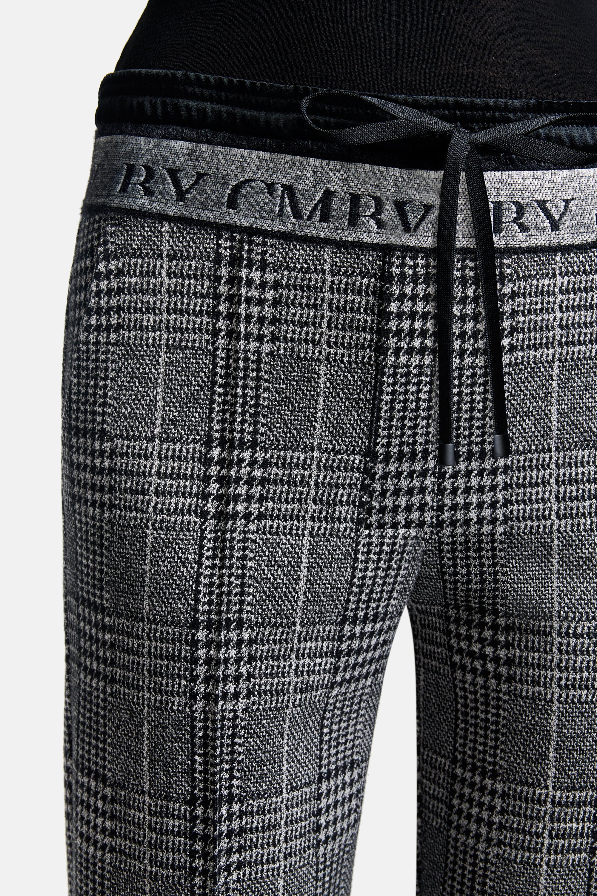 Ava Double Jog Pants - Grey Black Glencheck by Cambio — view 4