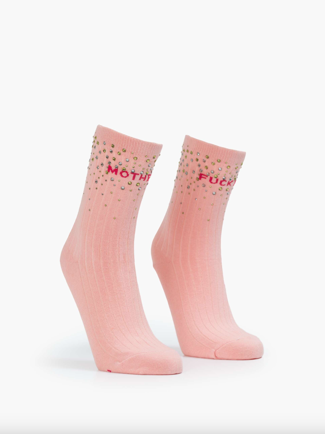 The Half Step Socks - Pink With Crystals by MOTHER — alternate view