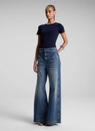 Paloma Cotton Rib Baby Tee - Navy by A.L.C — view 3