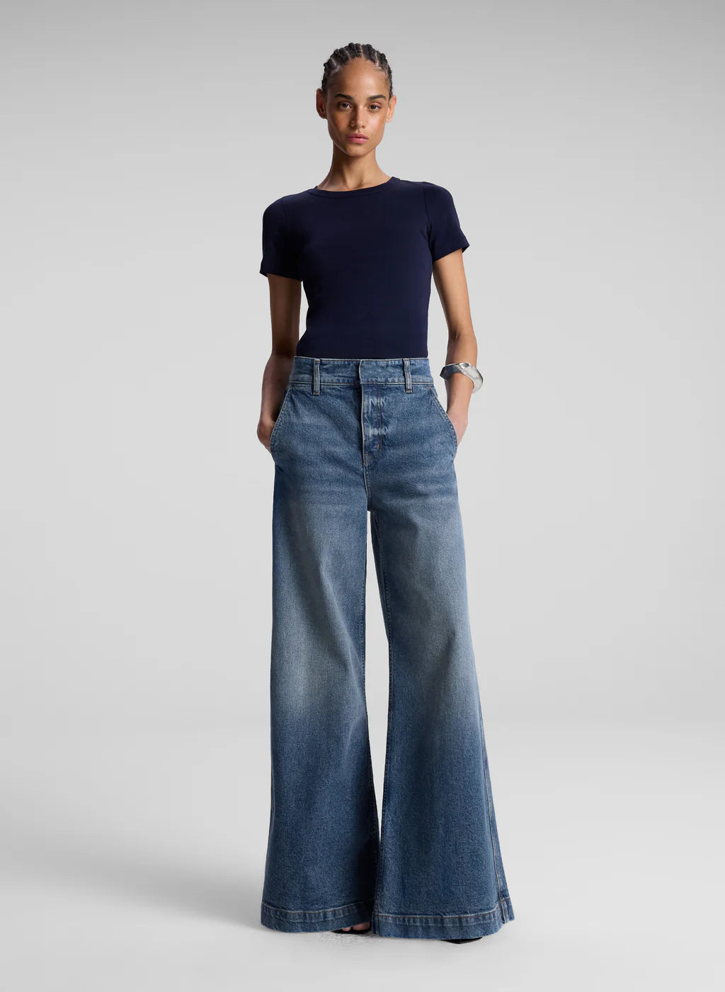 Paloma Cotton Rib Baby Tee - Navy by A.L.C — view 4
