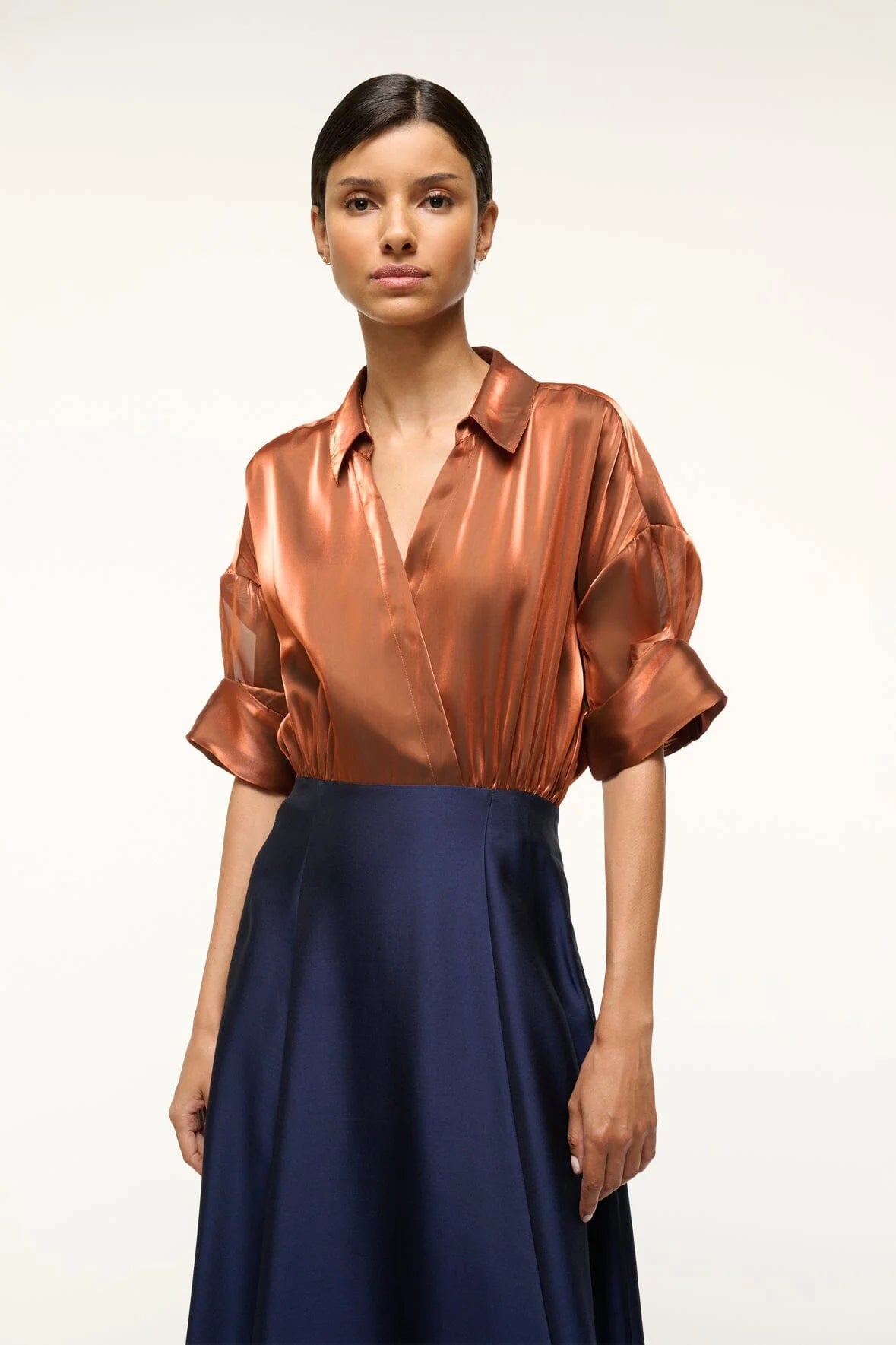 Shubert Dress - Iridescent Cacao Midnight by STAUD — alternate view