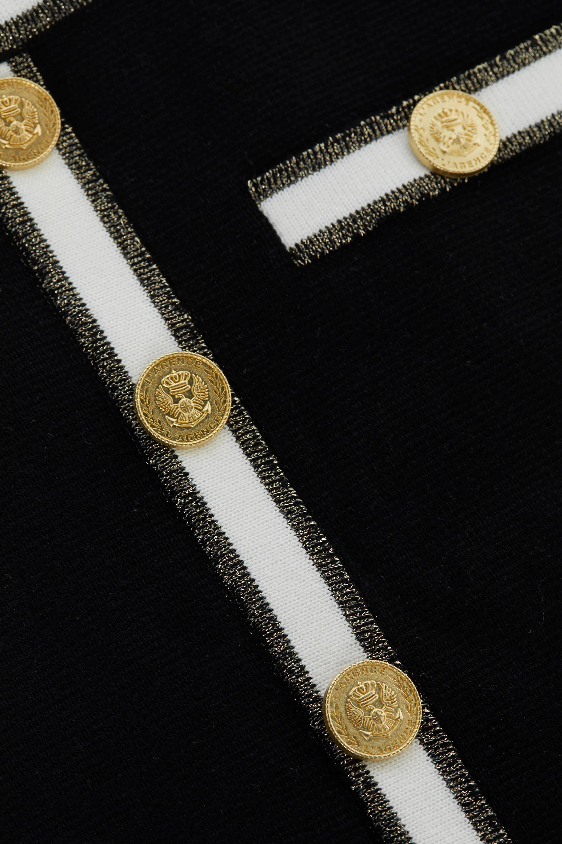 Emi Knit Mini Skirt - Black White Gold Lurex by L'agence — view 3