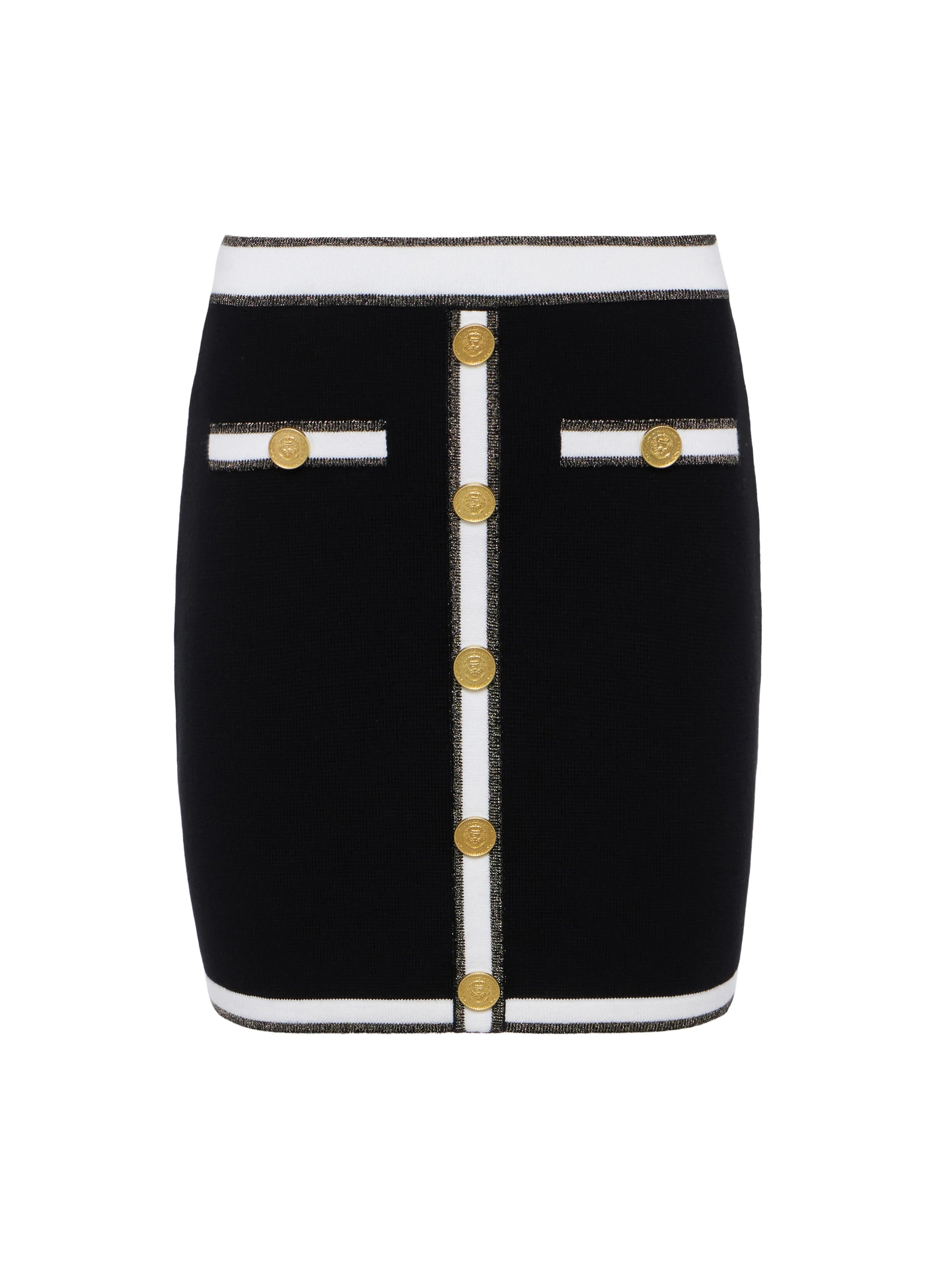 Emi Knit Mini Skirt - Black White Gold Lurex by L'agence — view 6