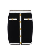 Emi Knit Mini Skirt - Black White Gold Lurex by L'agence — view 6