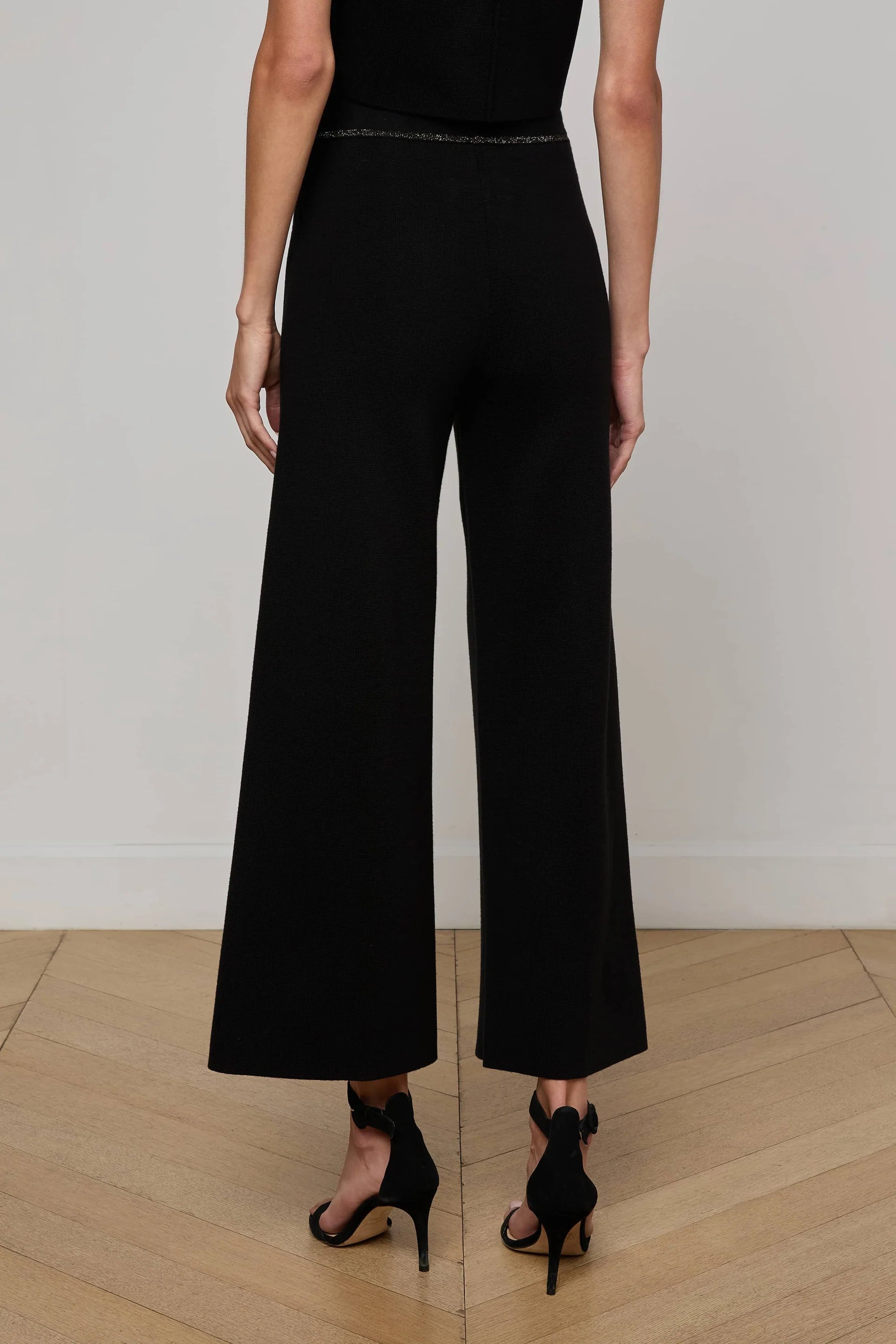Madrid Wide Leg Knit Pant - Black Gold by L'agence — view 4