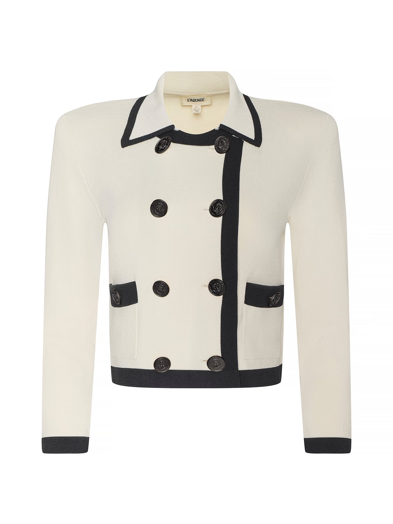 Janu Cropped Knit Jacket - Vintage White Black by L'agence — view 6