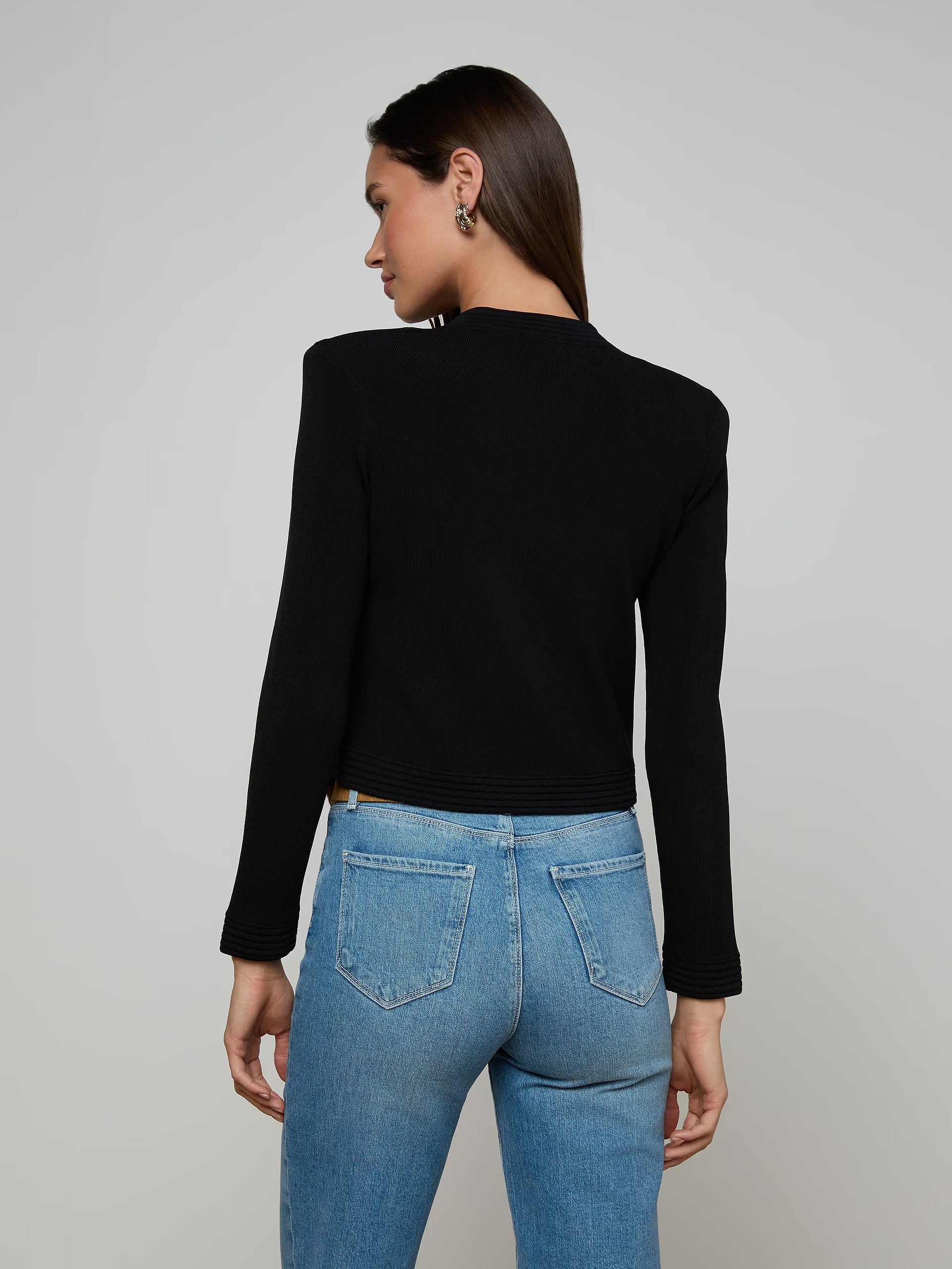 Patsy Cropped Cardigan - Black Gold by L'agence — view 4