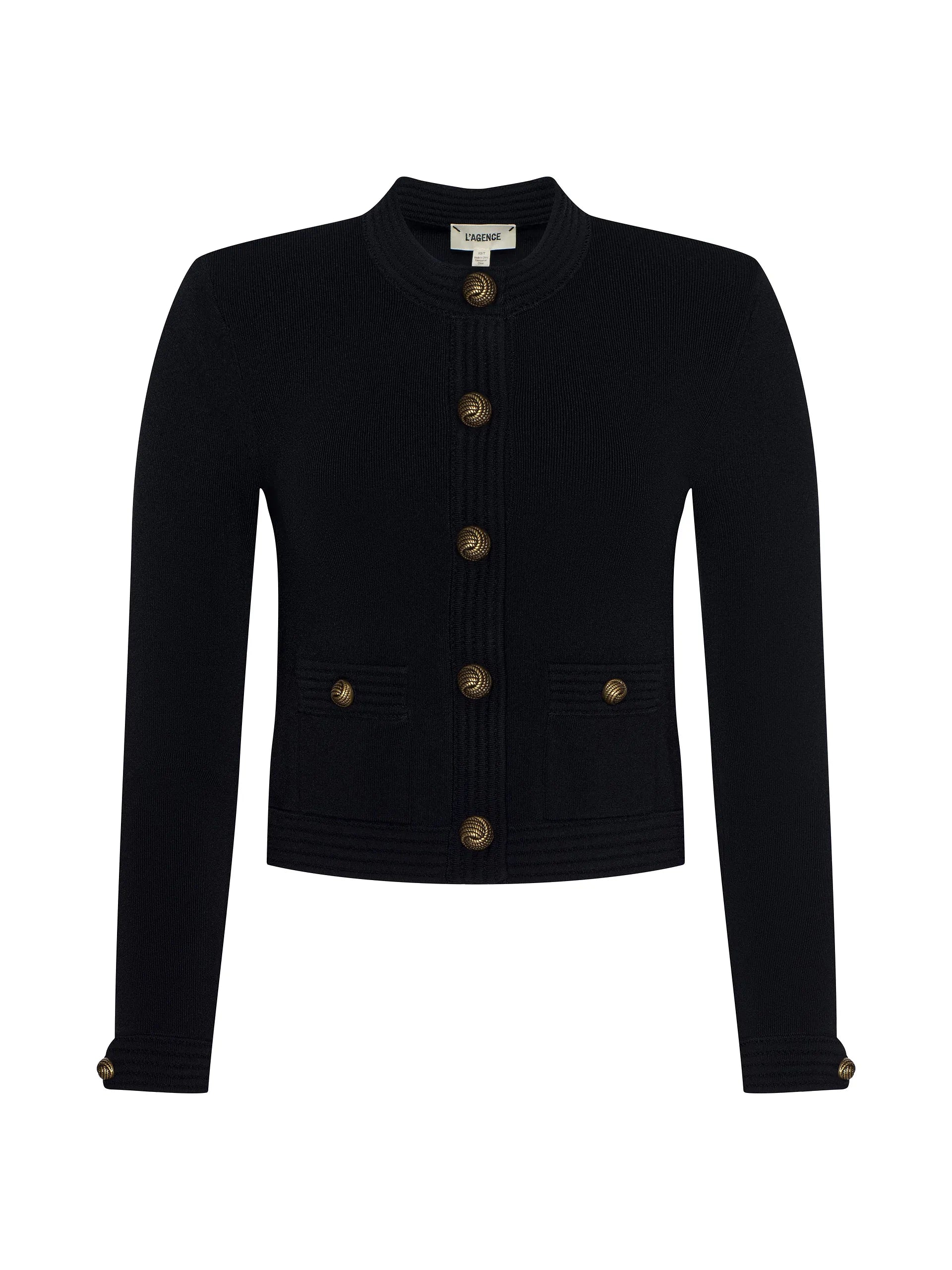 Patsy Cropped Cardigan - Black Gold by L'agence — view 5