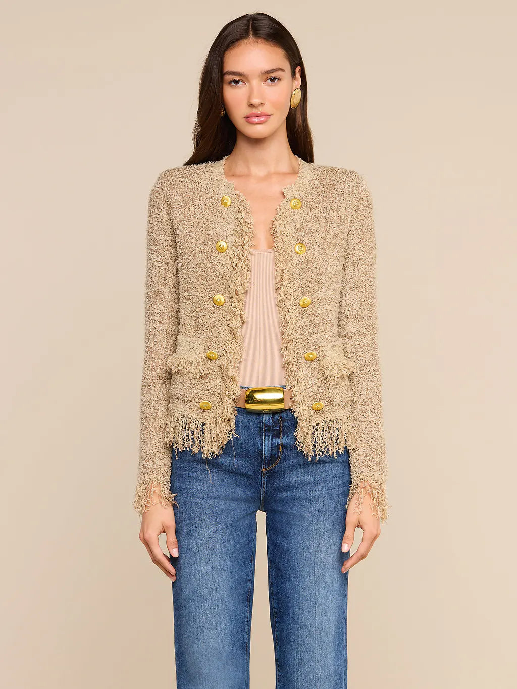 Mireille Fringe Cardigan - Natural by L'agence | 25 South Boutiques